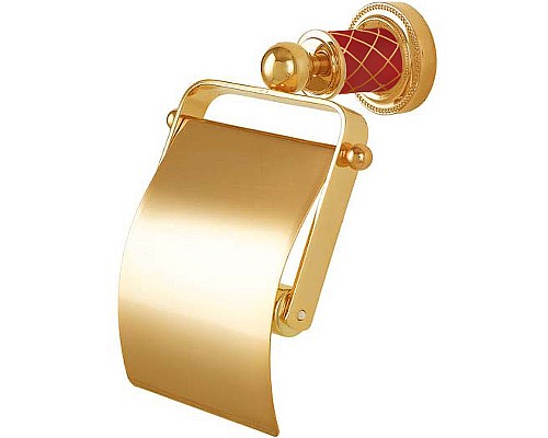 Держатель туалетной бумаги Boheme Murano 10901-R-G с крышкой Золото Рубиновый