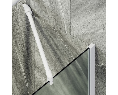 Шторка на ванну Maybah Glass 300x1400 в широком профиле Белый стекло сатиновое