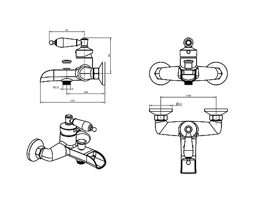 Смеситель для ванны Boheme Vogue 213-MR-GR Золото