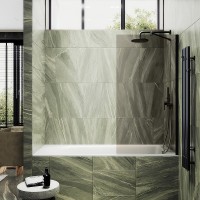 Шторка на ванну Maybah Glass MGV-68-6ш 600x1400 в широком профиле Черный стекло бронзовое