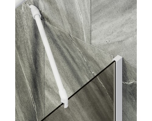 Шторка на ванну Maybah Glass MGV-69-1ш 700x1400 в широком профиле Белый стекло бронзовое