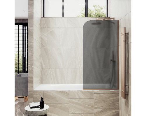 Шторка на ванну Maybah Glass MGV-141-2у 540x1400 в узком профиле Бронза стекло графитовое матовое