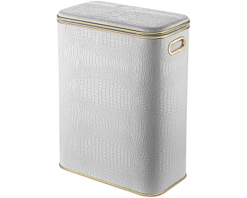 Корзина для белья Geralis KWG-B Croco Белая, кант Золото, стандартная