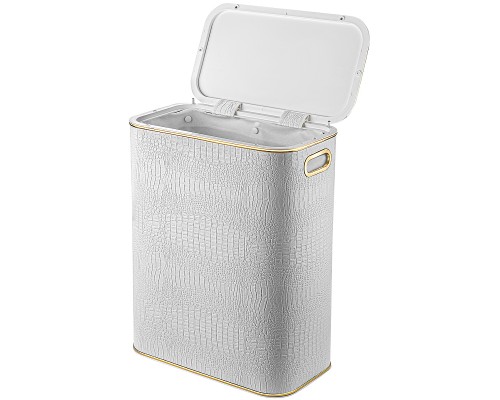 Корзина для белья Geralis KWG-B Croco Белая, кант Золото, стандартная