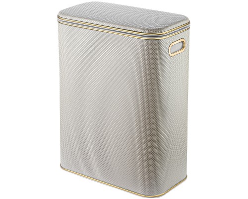 Корзина для белья Geralis RWG-B Ромб Белая, кант Золото, стандартная