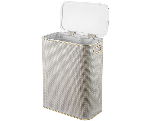 Корзина для белья Geralis RWG-B Ромб Белая, кант Золото, стандартная