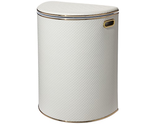 Корзина для белья Geralis PWG-O Punto Белая, кант Золото, полукруглая