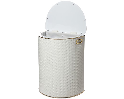 Корзина для белья Geralis PWG-O Punto Белая, кант Золото, полукруглая