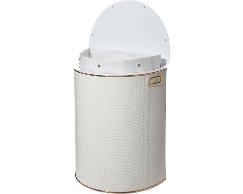 Корзина для белья Geralis PWG-O Punto Белая, кант Золото, полукруглая