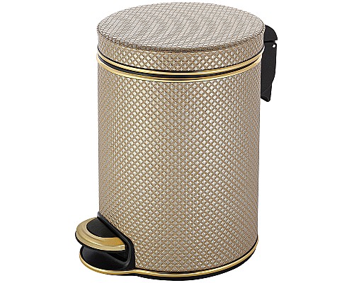 Ведро для мусора Geralis V-RBG-B Ромб Бежевое темное, кант Золото, 5 л