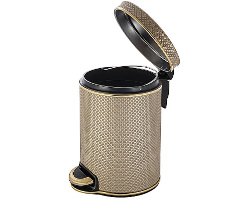 Ведро для мусора Geralis V-RBG-B Ромб Бежевое темное, кант Золото, 5 л