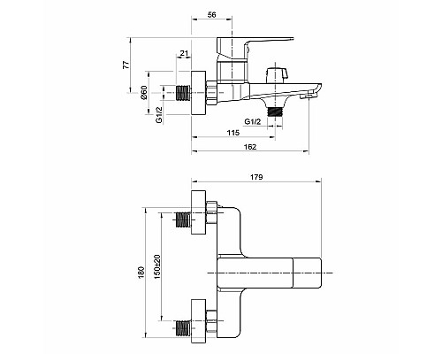 Смеситель для ванны WesnaArt Narcis NAR06-310BL-25201 Черный матовый