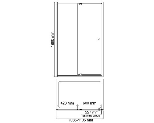Душевая дверь WasserKRAFT Aula 110 11P13 профиль Хром стекло прозрачное