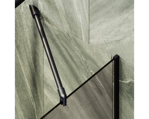 Шторка на ванну Maybah Glass MGV-147-6у 640x1400 в узком профиле Черный стекло бронзовое