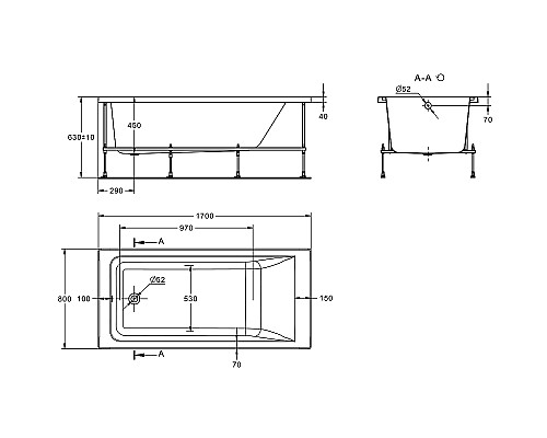 Акриловая ванна Roca Easy 170x80 ZRU9307624 без гидромассажа