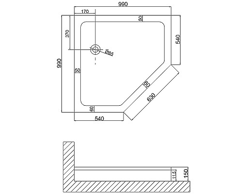Акриловый поддон для душа Niagara Nova 100x100 NG-100-100D RUS Белый