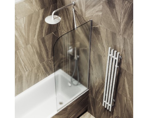 Шторка на ванну Maybah Glass MGV-253-5у 300x1400 в узком профиле Хром матовый стекло сатиновое