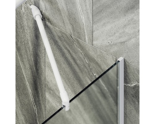 Шторка на ванну Maybah Glass MGV-94-1у 800x1400 в узком профиле Белый стекло сатиновое