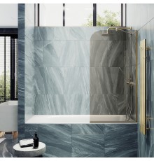 Шторка на ванну Maybah Glass 500x1400 в узком профиле Золото стекло бронзовое