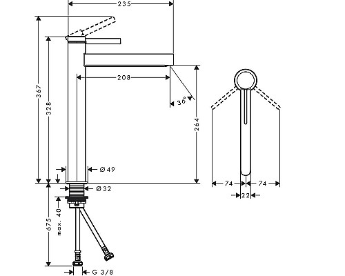 Смеситель для раковины Hansgrohe Finoris 76070670 Черный матовый