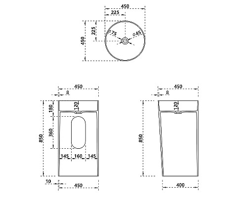 Раковина Abber Stein 45 AS2506-H Белая матовая