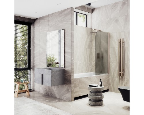 Шторка на ванну Maybah Glass 500x1400 поворотная на монопетле Бронза стекло бронзовое матовое