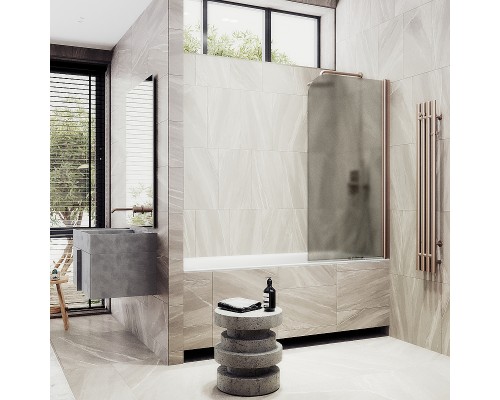 Шторка на ванну Maybah Glass 500x1400 поворотная на монопетле Бронза стекло бронзовое матовое