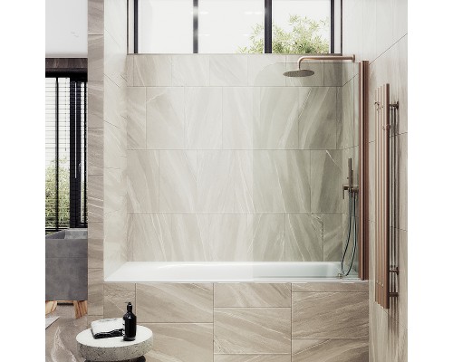 Шторка на ванну Maybah Glass MGV-599-2 700x1400 поворотная на монопетле Бронза стекло прозрачное