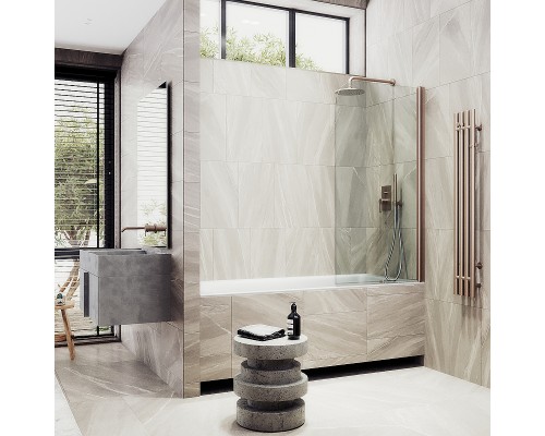 Шторка на ванну Maybah Glass MGV-599-2 700x1400 поворотная на монопетле Бронза стекло прозрачное