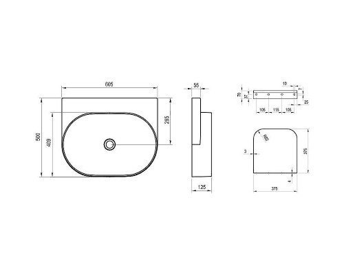 Раковина Ravak Yard 60 XJX0D060000 Черная матовая