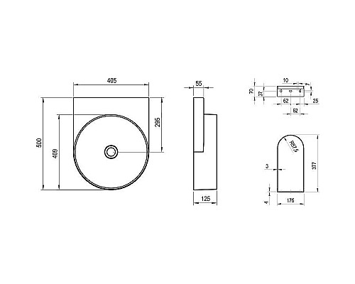 Раковина Ravak Yard 40 XJX0D040000 Черная матовая Раковина Ravak Yard 40 XJX0D040000 Черная матовая