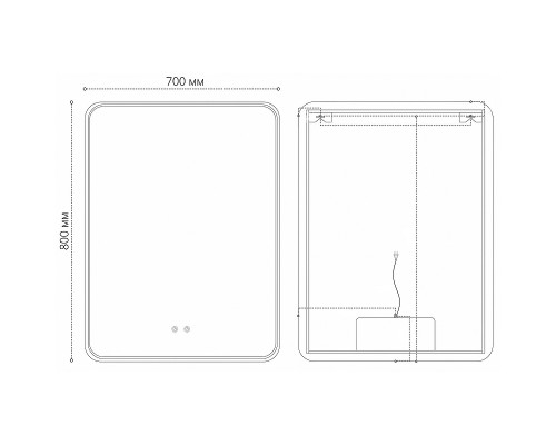 Зеркало Grossman Elegans-норма Black 70 1770802 с подсветкой Черное с сенсорным выключателем и подогревом