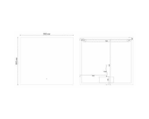Зеркало Grossman Pragma-норма Black 90 1890802 с подсветкой Черное с сенсорным выключателем и подогревом