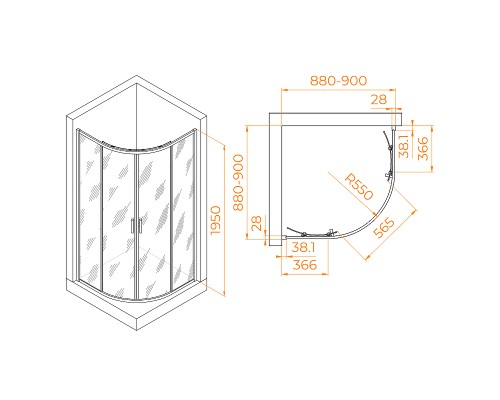 Душевой уголок RGW Passage PA-52 90x90 03085299-11 профиль Хром стекло прозрачное