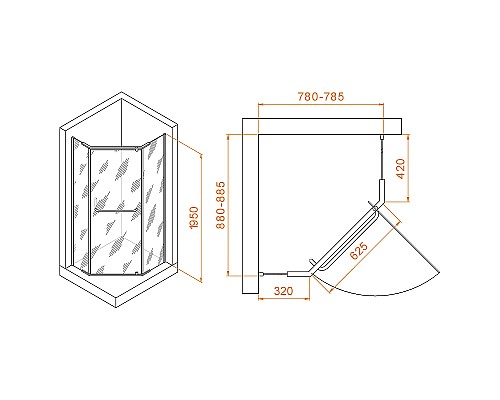 Душевой уголок RGW Passage PA-091B 90x80 35089189-14 профиль Черный стекло прозрачное