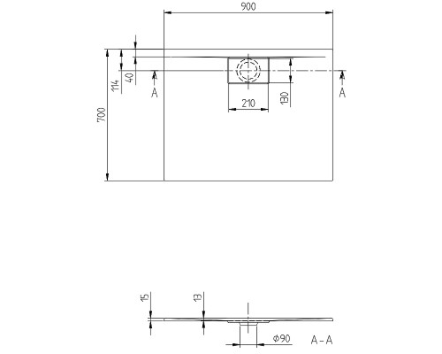 Акриловый поддон для душа Villeroy&Boch Architectura Metalrim 90x70 Альпийский белый