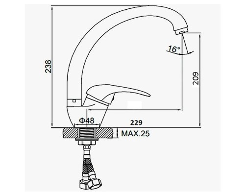 Смеситель для кухни D-Lin D150409-C Белый матовый