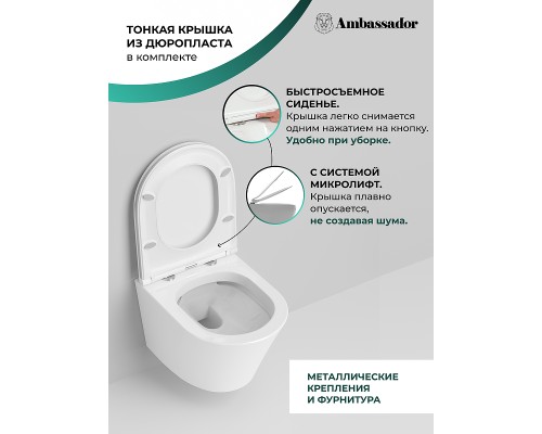 Унитаз Ambassador Ritz 233K19004RS подвесной с сиденьем Микролифт