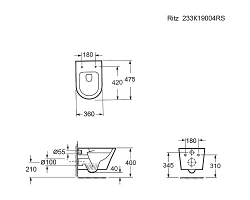 Унитаз Ambassador Ritz 233K19004RS подвесной с сиденьем Микролифт