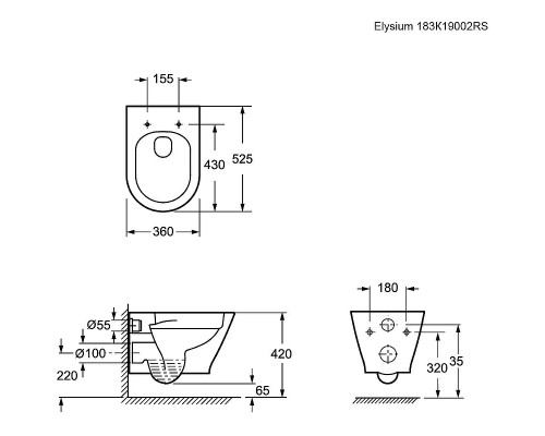 Унитаз Ambassador Elysium 183K19002RS подвесной с сиденьем Микролифт