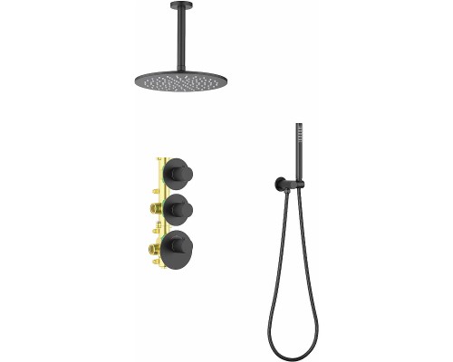 Душевая система Timo Saona SX-2399/03SM с термостатом Черная матовая