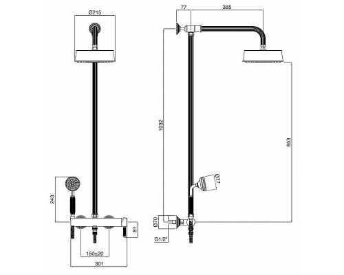 Душевая система Cezares Olimp OLIMP-CD-02-L Бронза
