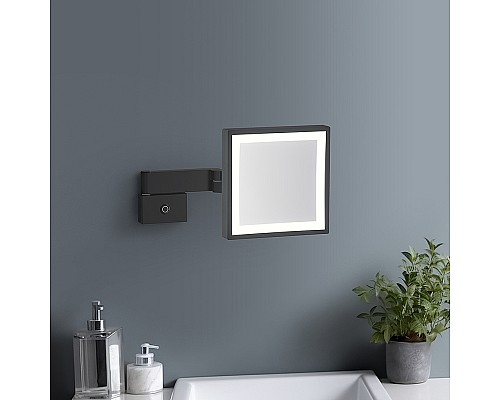 Косметическое зеркало Timo Selene 14076/03 с подсветкой Черное матовое