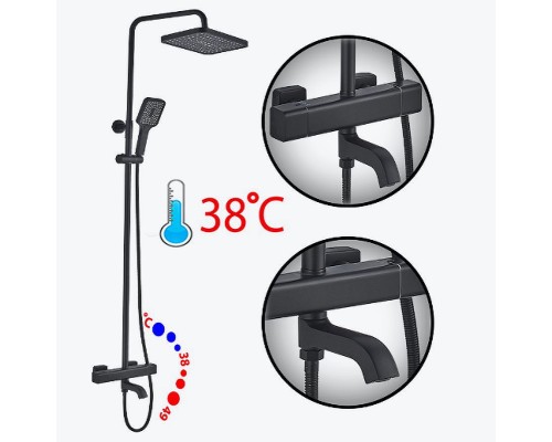 Душевая система ALMAes GaLaxy SDI-1801 с термостатом Черная матовая