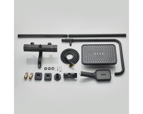 Душевая система ALMAes GaLaxy SDI-1801 с термостатом Черная матовая