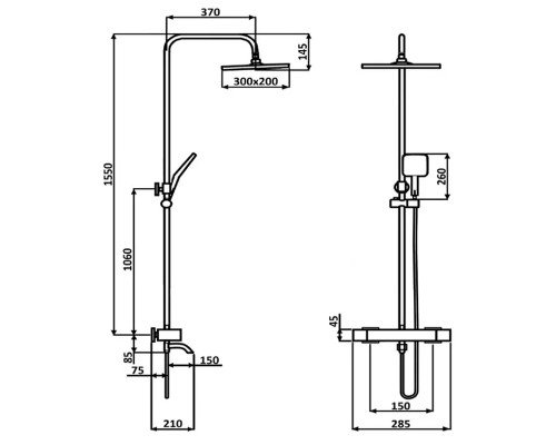 Душевая система ALMAes GaLaxy SDI-1801 с термостатом Черная матовая