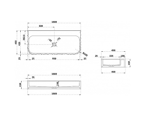Раковина Abber Stein 100 AS2652-1.0 Белая матовая