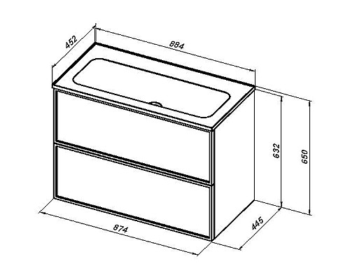 Тумба под раковину Aquanet Арт 90 313256 подвесная Белая матовая