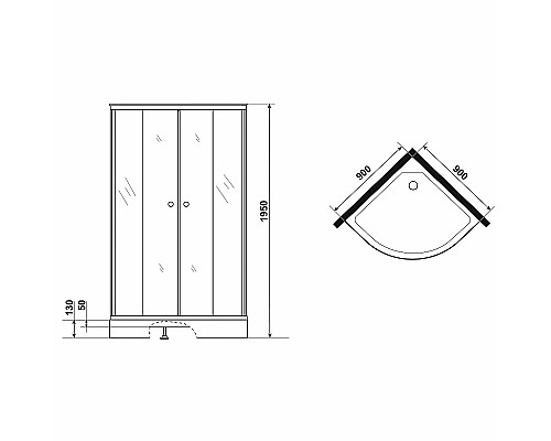 Душевой уголок Niagara Eco 90х90 NG-001-14 профиль Хром стекло прозрачное с рисунком