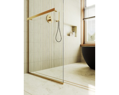 Душевая перегородка Maybah Glass MGD-720-3у 690x1950 в узком профиле Золото стекло прозрачное